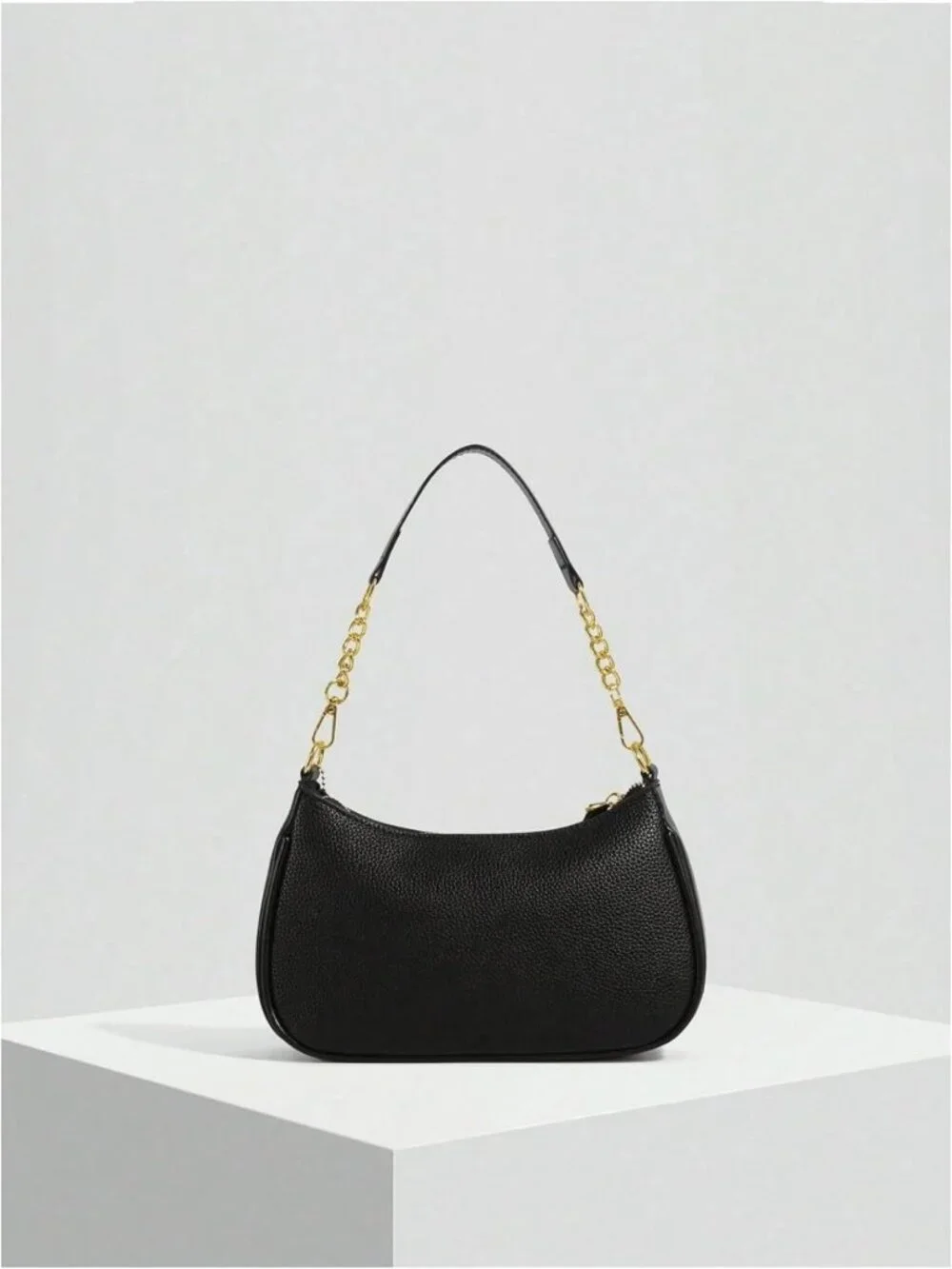 Stylish PU Leather Hobo Shoulder Bag with Gold Chain | Lightweight Zipper Purse